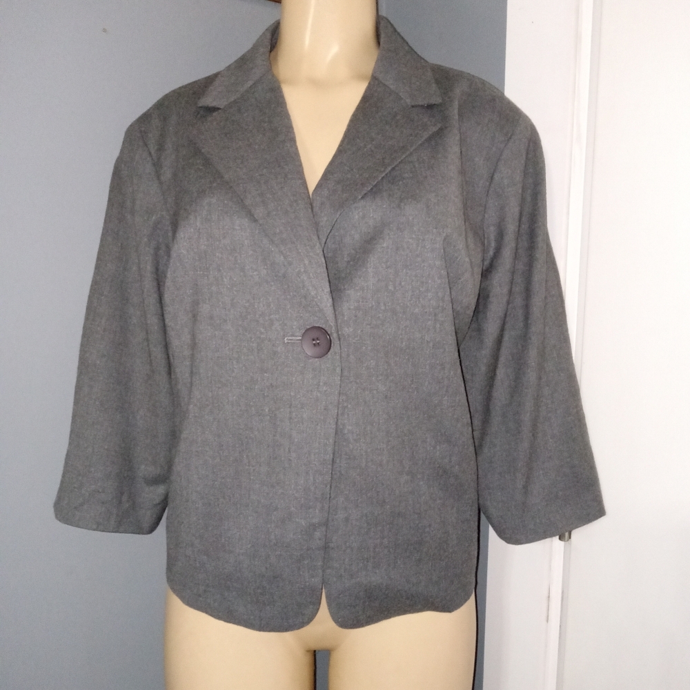 💣TALBOTS GRAY JACKET W/ 1 BUTTON CLOSURE SZ 18W